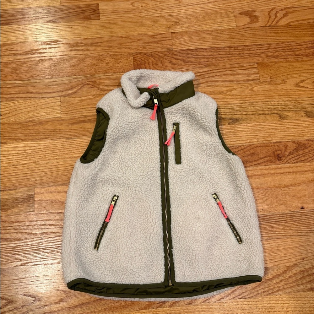 Sherpa Fleece Vest with Pink Accents